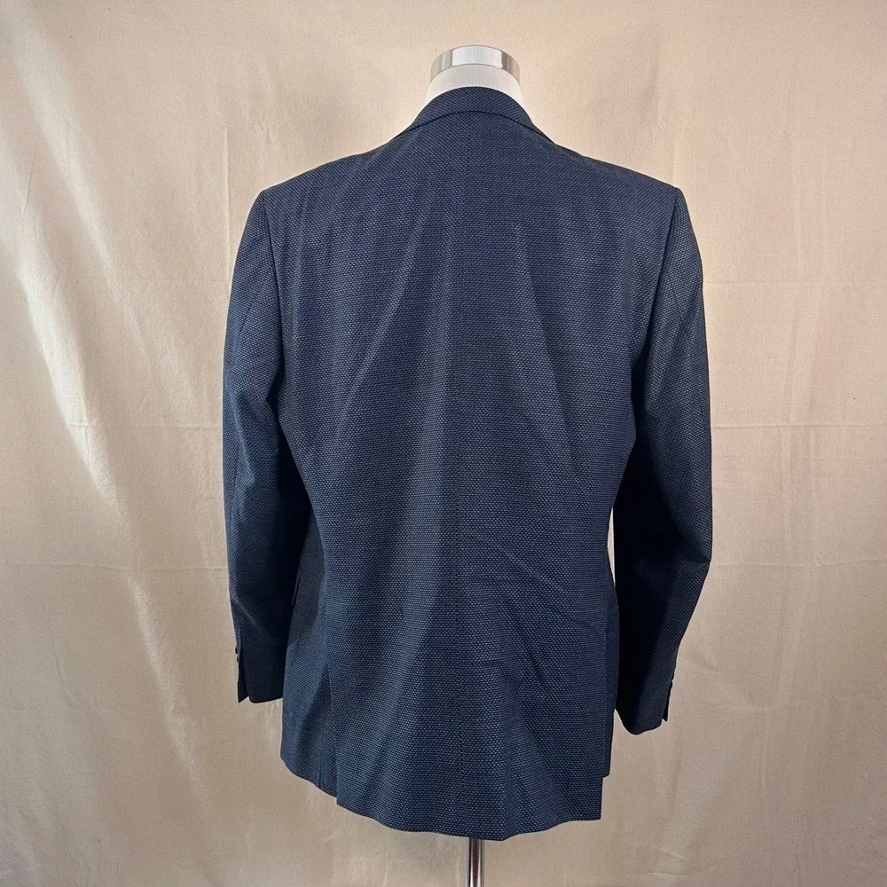 Joseph Abboud 44L Sport Coat Wool Silk Blue Knit Two Button Double Vented
